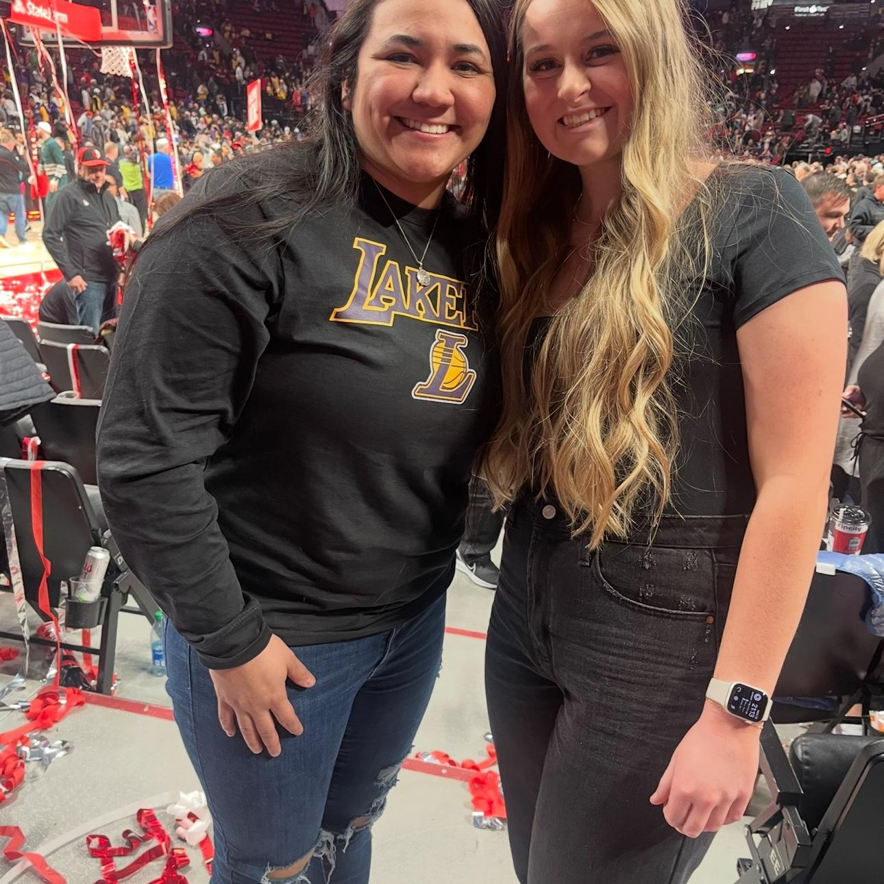 First Blazers game (in her Laker’s t-shirt). February 2023