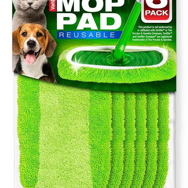 VanDuck Reusable Mop Pads Compatible with Swiffer Sweeper (6-Pack) - Washable Microfiber Mop Pads for Wet & Dry Use - All Purpose Floor Mopping and Cleaning Product