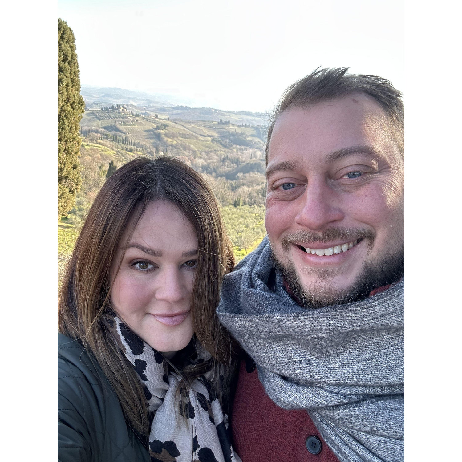 In San Gimignano, the medieval village in Tuscany where we got engaged