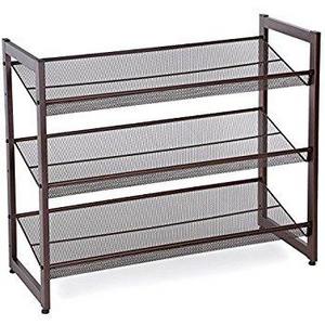 Seville Classics 3-Tier Resin Slat Utility Shoe Rack, Espresso
