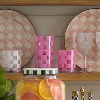 Check Acrylic Tumbler, Set of 4