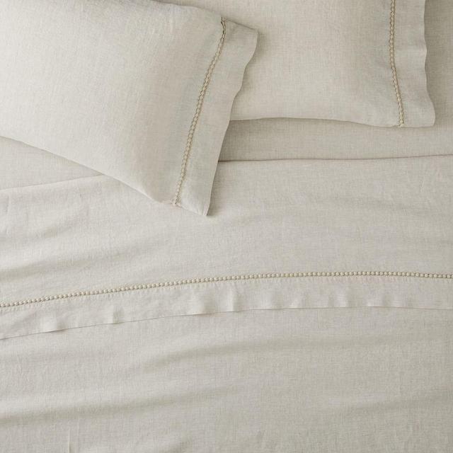 European Flax Linen Pom Pom Sheet Set & Pillowcases