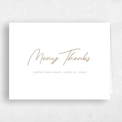 Metallic Bronze, Brown Wedding Thank You - Burke Classic Letterpress
