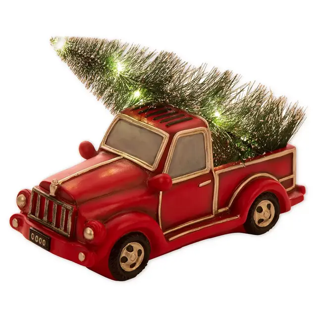 Glitzhome Lighted Truck Christmas Table Decor