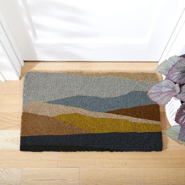 Painted Landscape Doormat, 18"x30", Washed Blue Gemstone