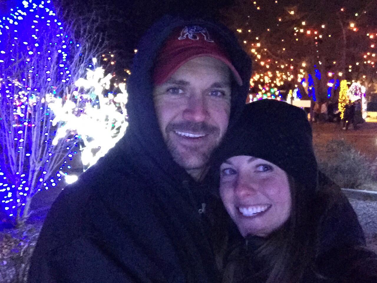 One of our first dates. La Salette Shrine Christmas lights. Attleboro, MA