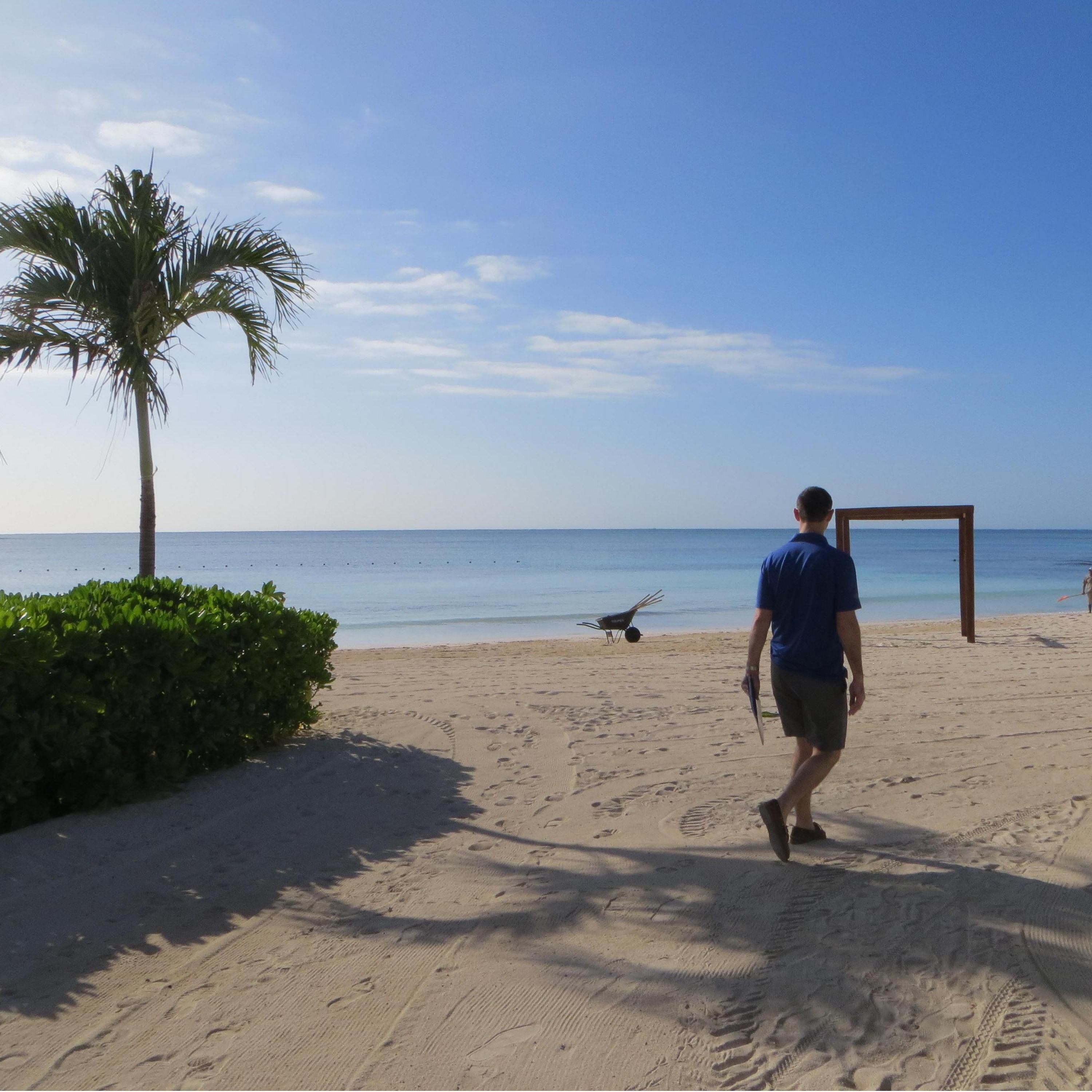 Dave checking out the beach at the resort.
