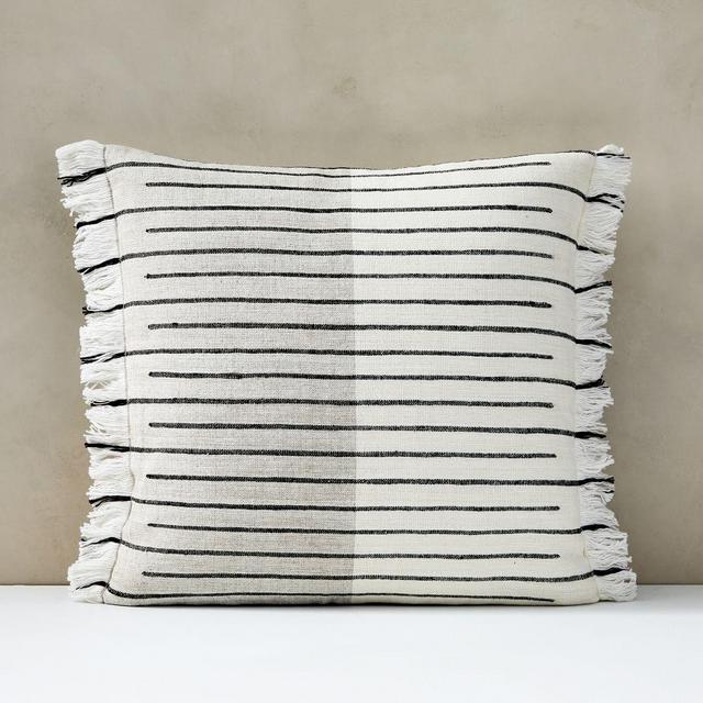 Cotton Silk Broken Stripe Pillow Cover, Set of 2, 20"x20", White