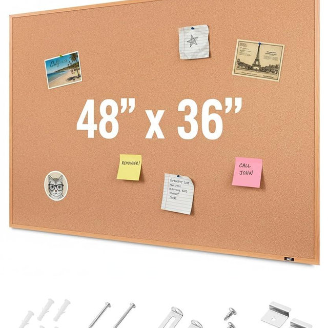 Mr. Pen- Cork Notice Board, 48 X 36 Inches, Cork Bulletin Board for Walls, Pin Boards, Framed Corkboard, Decorative Hanging Pin Boards, Perfect for Office & Home Decor