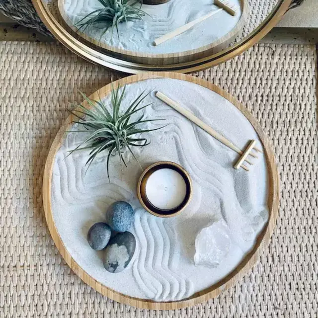 Zen Garden Set Bamboo Wood Medium