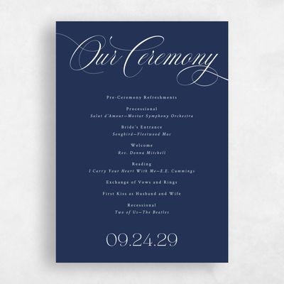 Midnight Blue Wedding Program - Hunter