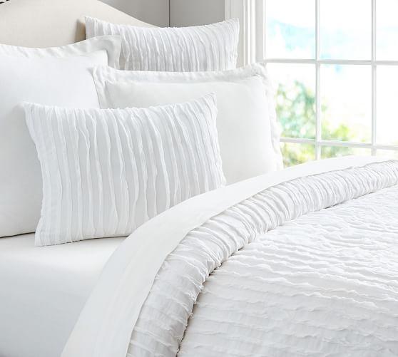 Full Size White Camille Duvet Cover