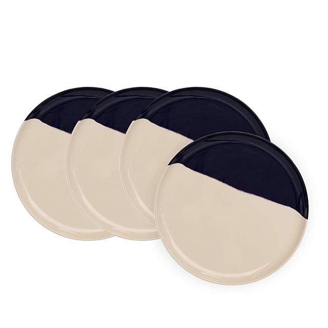 Melamine Side Plates Set of 4, Salad Plates, Dessert Plates, Ivory/Navy – Thomas Fuchs Creative