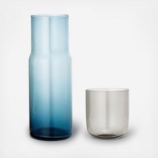 Transparent Blue Glass Decanter with Drinking Glass