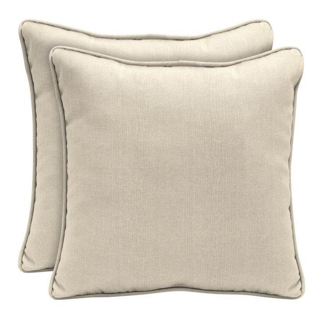 Sunbrella Canvas Flax Square Outdoor Throw Pillow (2-Pack)