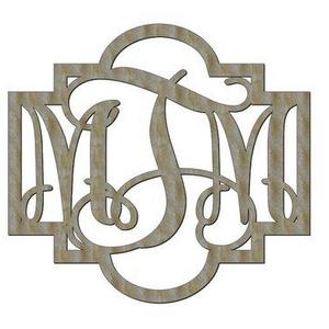 Unfinished Wood Frame P28 Vine 3 Letter Monogram in 17.5 x 18 inch Door Hanger