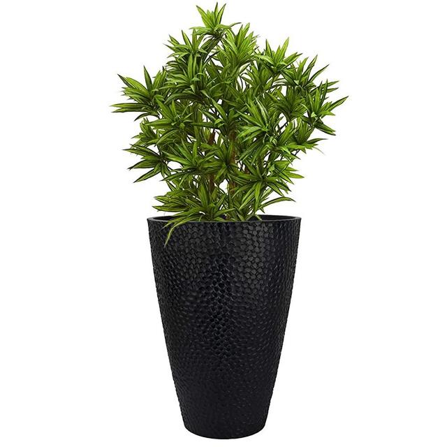 Large Outdoor Tall Planter - 20 Inch Indoor Tree Planter, Plant Pot Flower Pot Containers, Black,Honeycomb