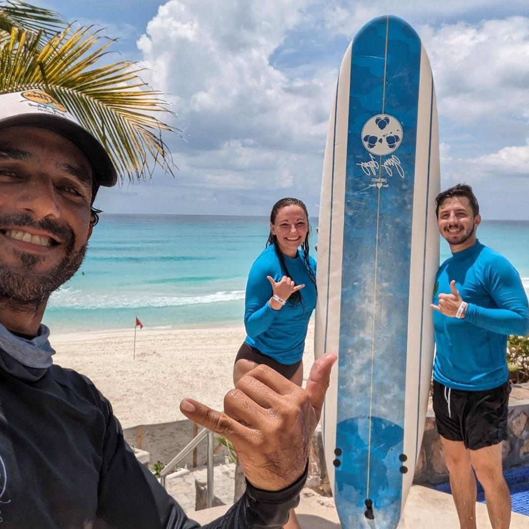 First time surfers, Jacob nailed it. Jenny nailed her ankle 🤕🩼
