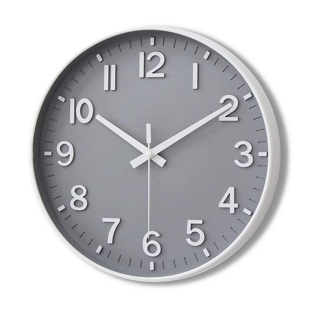 HZDHCLH Grey Wall Clock 12 Inch Silent Non Ticking Clock for Living Room Bedroom Kitchen Office Decor