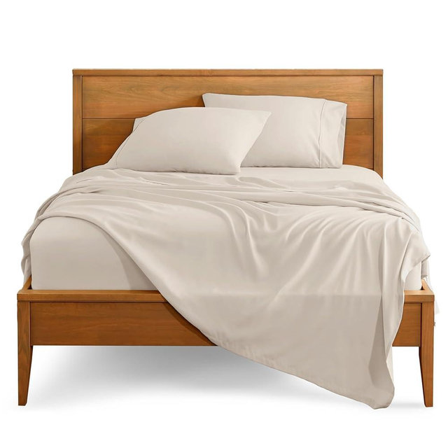 Bare Home Split Head Flex King Sheet Set - 1800 Ultra-Soft Microfiber Bed Sheets - Double Brushed - Deep Pockets - Easy Fit - 4 Piece Set - FlexTop King Bedding Sheets (Split Head Flex King, Wheat)