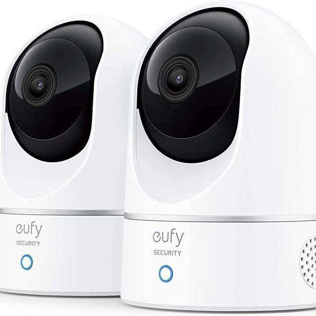 eufy Security, 2K Indoor Cam Pan & Tilt 2-Cam Kit, Plug-in Security Indoor Camera with Wi-Fi, IP Camera, Human & Pet AI, Voice Assistant Compatibility, Motion Tracking, HomeBase Not Required.