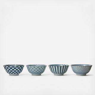 4-Piece Mixed Pattern Noodle Bowl Set