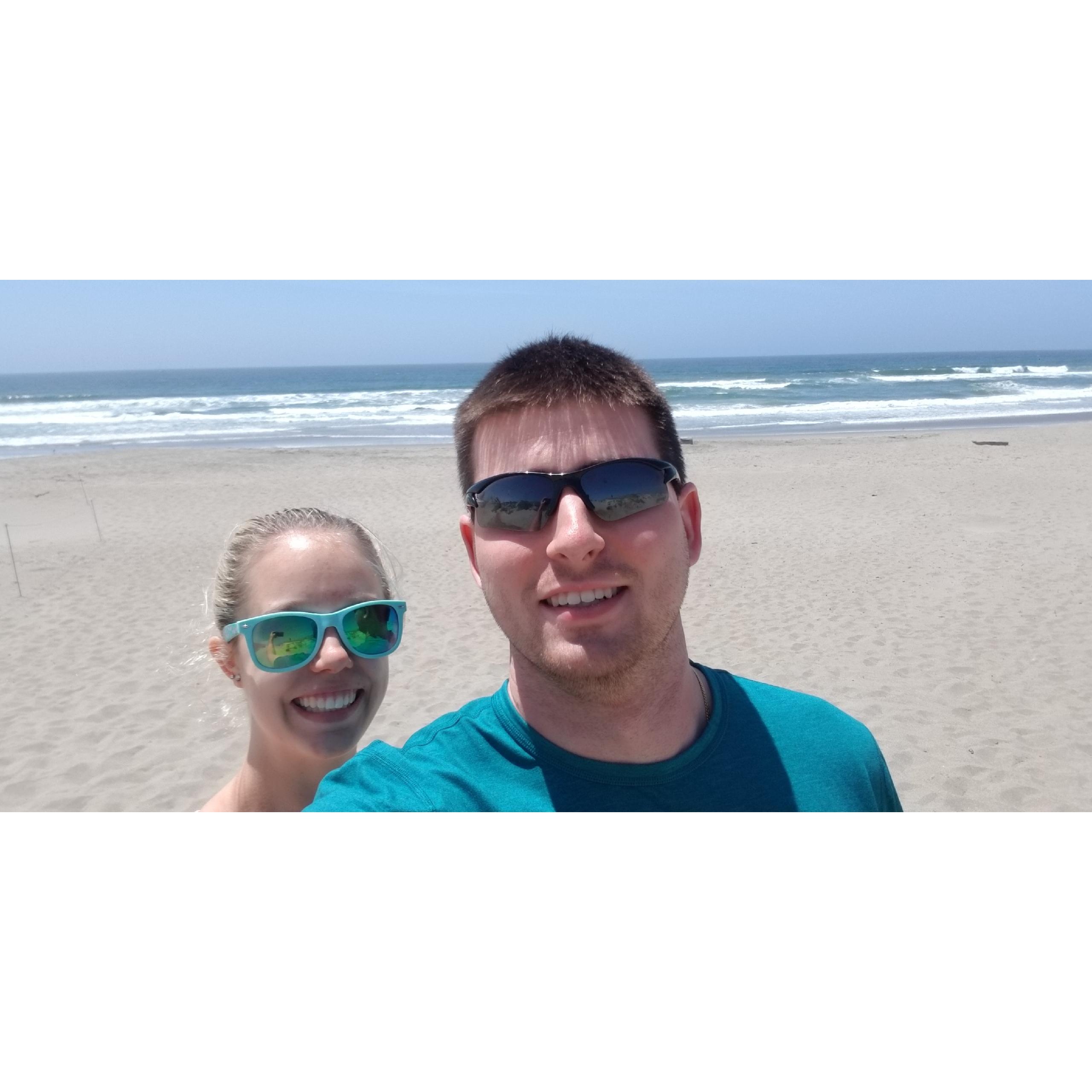 First stop on US 1 in California was a beach to touch the Pacific Ocean.