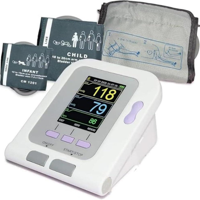 CONTEC-08A Blood Pressure Monitor-Automatic Digital BP Machine with 3 Sizes Cuff for Home Use,Large LCD Display,for 3 User 3x100 Memory