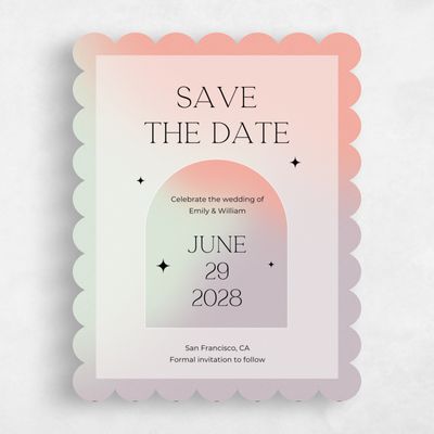 Pink Scalloped Wedding Save the Date - Kalia Classic