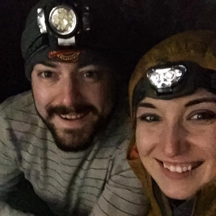 Hiking the Ape Caves with our friends Tim and Aimee Clark