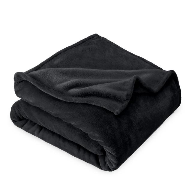 Black Microplush King Fleece Blanket by Bare Home