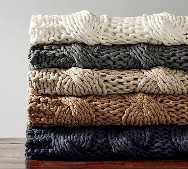 Colossal Handknit Throws - "Putty"
