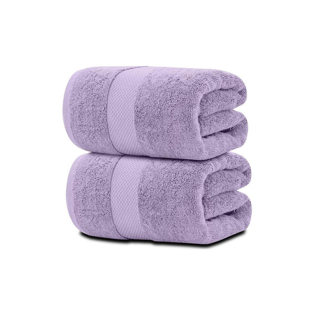 White Classic Luxury 100% Huge Cotton Bath Sheets Set of 2 - 35x70" Lavender
