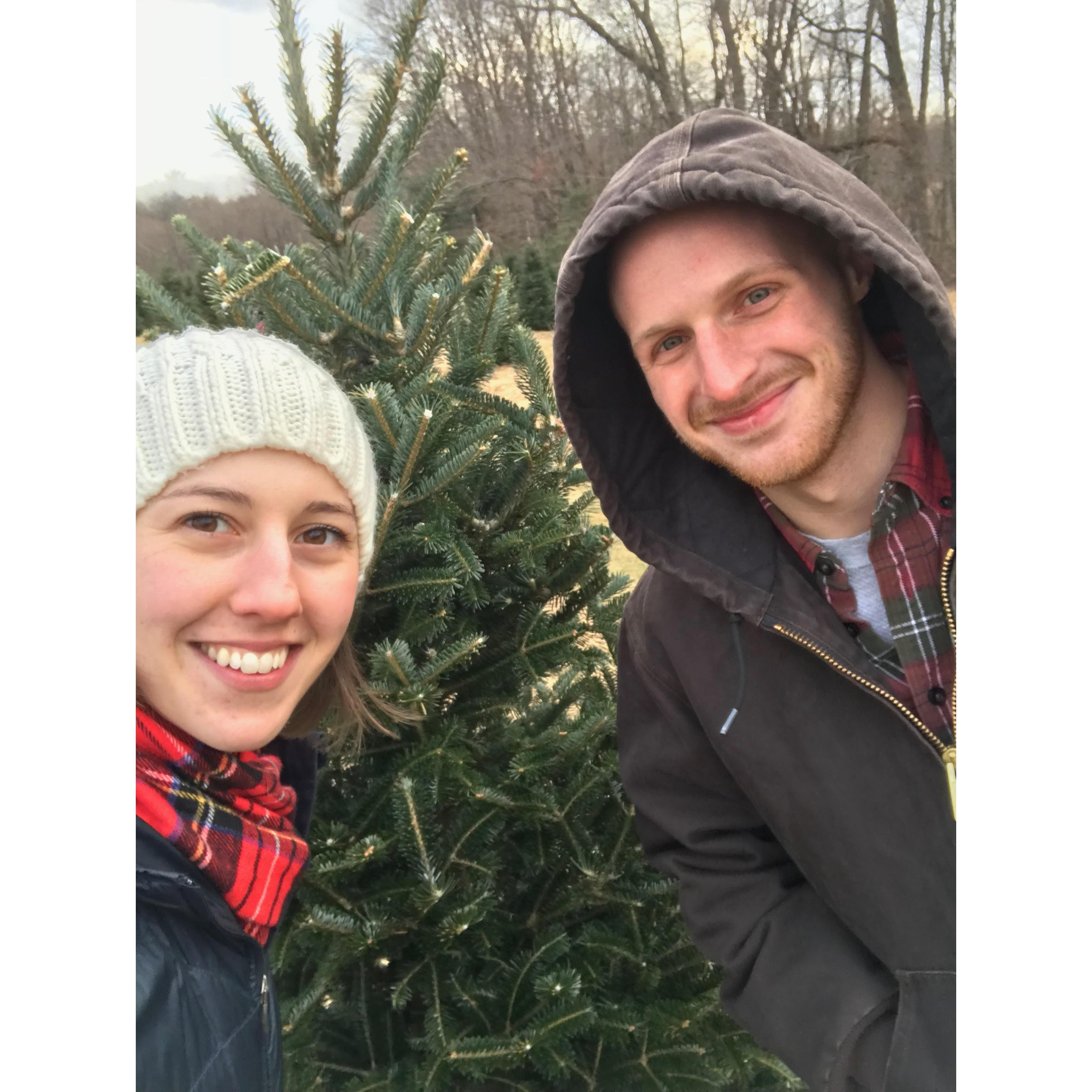 Cutting down our first Christmas tree together!