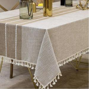 Deep Dream Tablecloths, Waterproof Table Cloth, Linens Wrinkle Free Anti-Fading, Rustic Table Cover Decoration for Kitchen Dinning Christmas (Rectangle/Oblong, 55''x70'',4-6 Seats, Light Coffee)