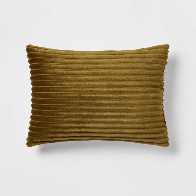 Oblong Cut Plush Decorative Throw Pillow Olive - Room Essentials™