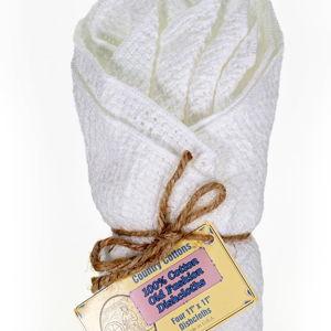 Old Fashion 100% Cotton Dishcloths - Set of 4 Mixed Colors - 4 White -11" x 11"