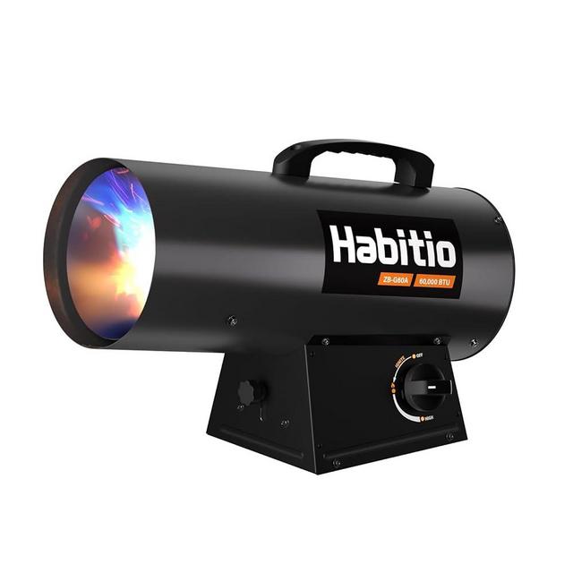 Habitio 60,000 BTU Forced Air Propane Heater, Portable Torpedo Heater for Jobsite, Garage, and Construction Sites, 10 ft Hose with Regulator Included