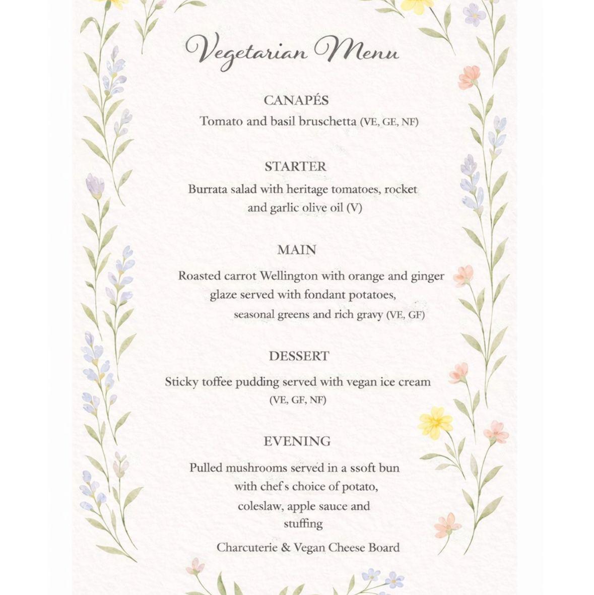 Vegetarian Menu
