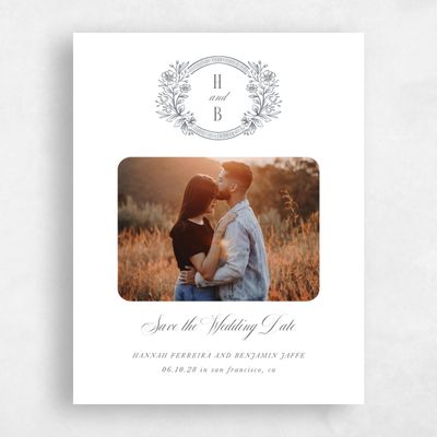 Charcoal, White Wedding Save the Date - Tauriel Photo