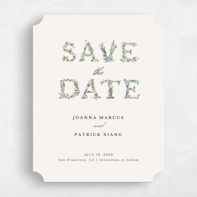 Beige Ticket Wedding Save the Date - Laurelwood Type