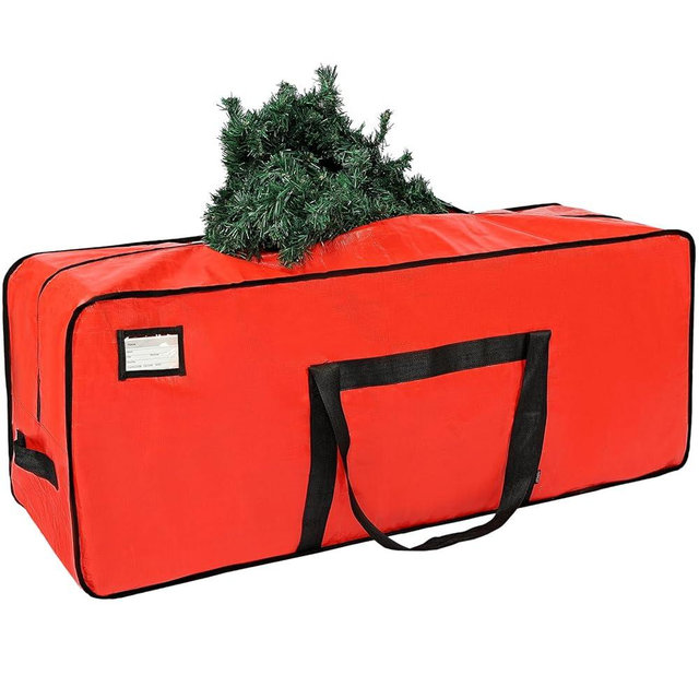 HOMEST Christmas Tree Storage Bag, Fits for 9 ft Xmas Artificials, Zippered Bag with Reinforced Carrying Handles, Red (Bag Only）