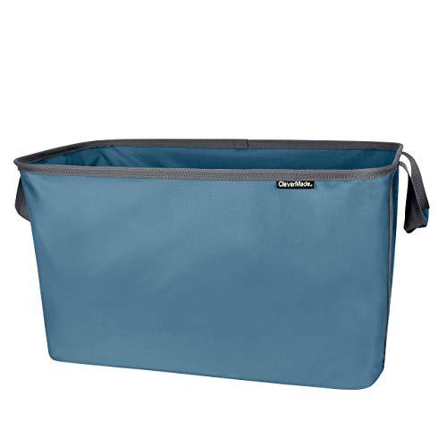 CleverMade Collapsible Fabric Laundry Basket - Foldable Pop Up Storage Container Organizer - Space Saving Hamper with Carry Handles Extra Large, One Size Denim/Charcoal