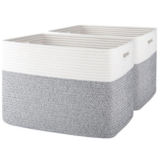 OIAHOMY Storage baskets for Shelf, Toy Storage Basket, Collapsible Storage Bins, Blanket Basket Living Room, Closet Storage for Bedroom, 16.5 x 13 x 12 Inches-Pack of 2-Brown