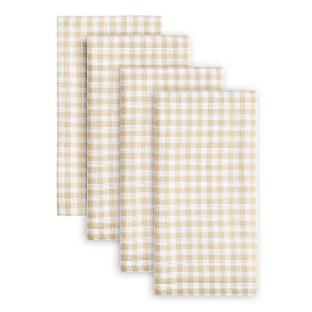 4pk Cotton Gingham Woven Napkins Beige - Town & Country Living