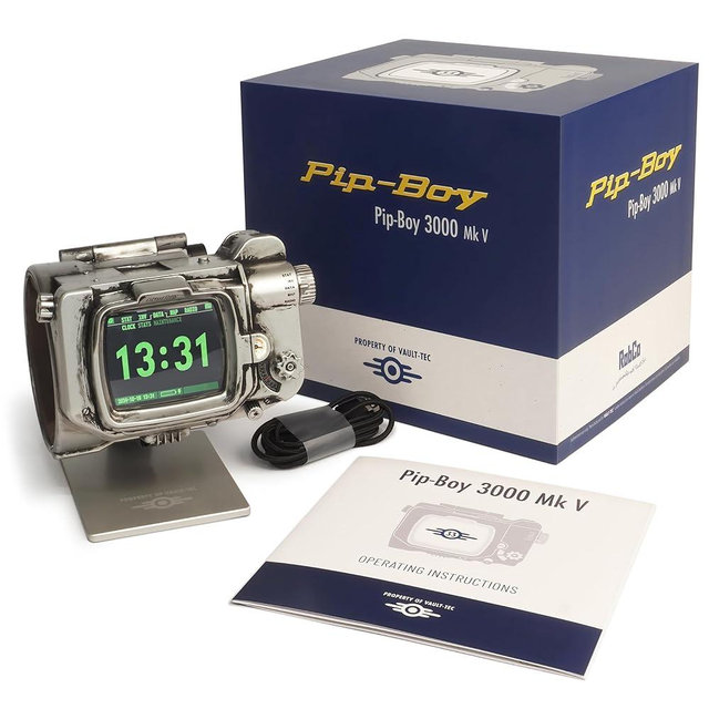 Fallout from The Wand Company: Pip-Boy Life Size Wearable Cosplay die-cast Replica. Memory Foam Cuff, LCD Screen, FM Radio, Alarm Clock and Stand. Officially Licensed Collectible by Amazon Studios.