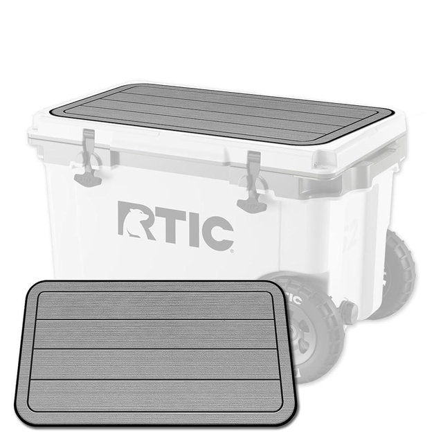 USATuff SeaDek EVA Mat Cooler Pad fits RTIC | Peel & Stick Application | Non Slip Comfort Accessories - Teak Lines (StormGray-Black)