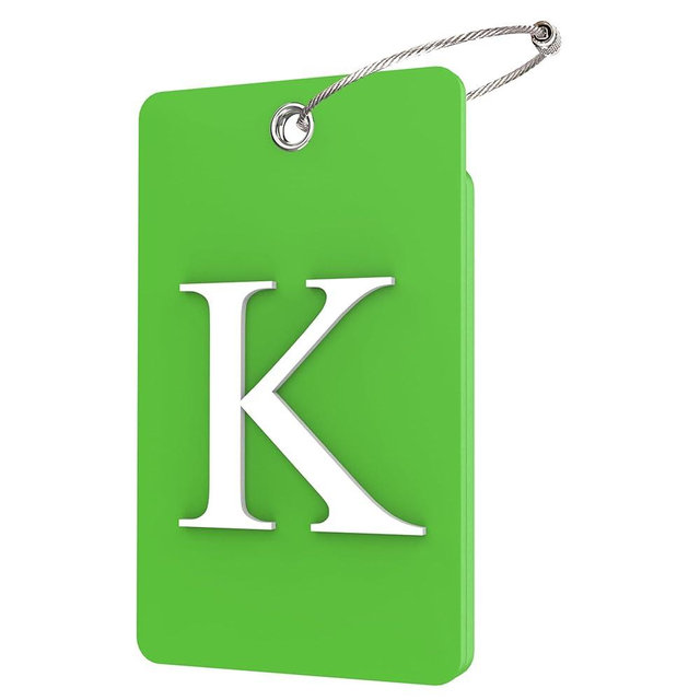 Gostwo 2 Pack Luggage Tags for Suitcases, 26 Initial Letter Travel Luggage Baggage Identification Labels ID Tag Fully Bendable Tags with Stainless Steel Loop (Green) (Letter K)