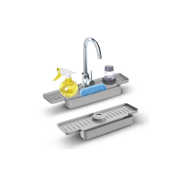 Cheer Collection Silicone Faucet Draining Mat and Splash Guard with Anti-Slip Soap Holder