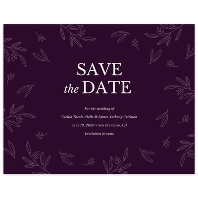 Eggplant, Purple Wedding Digital Save the Date - Norcross Border